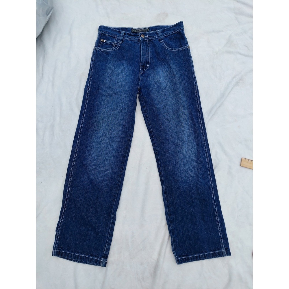 Southpole Jeans Womens Size 12 Baggy Straight Leg Medium To Dark Wash Y2K